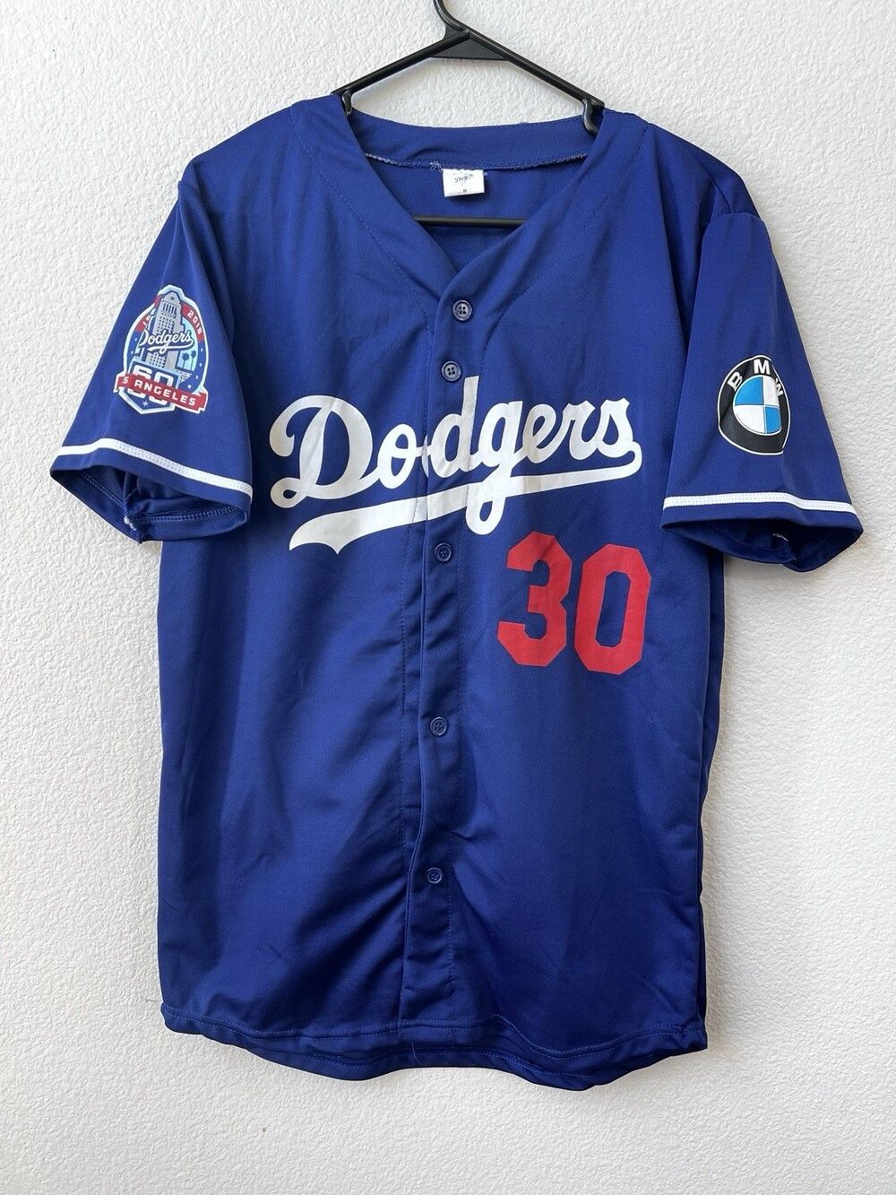 Los Angeles Dodgers #30 Jersey Blue Medium MLB Stadium Giveaway SGA Patch BMW